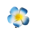 Blue and yellow gradient plumeria foam hair clip for beach vacation hairstyles - 8cm / Blue