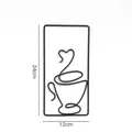 Minimalist black metal wire coffee cup art in rectangular frame wall decor - Style C / Black