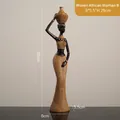 Modern African woman resin sculpture with woven texture details, brown finish, 29cm height - BYX8638 Style B Woven African Woman