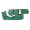 Green PU leather belt with silver D-ring metal buckle on a clean white background - Green