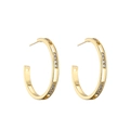 Orecchini a cerchio a forma di C placcati in oro con micro pavé di zirconi cubici - Stile Strass Traforato / Oro