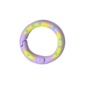 Purple round spring ring gate with yellow stripes and green polka dots DIY keychain hook - Light Purple
