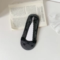 Calcetines invisibles de encaje negro ultrafinos con patrón de mariposas para mujer - Talla única / Negro