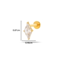 Piercing labret in titanio con cristallo a rombo dorato e base piatta alto 0,87 cm circa - Stile Singolo a Rombo (588-5#金)