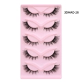 Five pairs of 3D cat-eye false eyelashes with dense black stems on a pink tray - 3DMAO-28