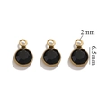 Set of three black crystal round charms with gold plating for DIY jewelry making - Single Hole Gold - Black