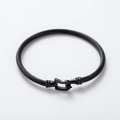 Punk black twisted wire stainless steel cable bracelet with U-shaped horseshoe clasp - Black