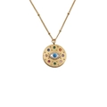 Gold evil eye necklace with blue center and colorful zircons on a delicate chain - 0476YS Style / 40CM Bead Chain