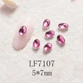 Strass d'ongles ovales roses avec bordure en métal argenté, taille 5x7mm LF7107 - Base Argent Pierre Rose (LF7107) / 5X7mm