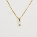 Collier en acier titane doré avec pendentif rectangulaire en zircon bleu clair - Mars / Bleu Clair