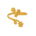 Detail showing dimensions and 1.5g weight of gold stainless steel floral open ring - Five-Petal Flower Branch Style (Y184) / Gold