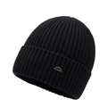 Schwarze Strickmütze für Herren mit Thermo-Fleecefutter und Metall-Logo-Schild - Schwarz