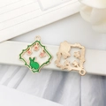 Green enamel bunny and star alloy pendant charms for DIY jewelry making accessories - Diamond Square Alice Rabbit