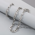 Collana a maglie quadrate in acciaio inossidabile argento 7mm con chiusura a moschettone - Bracciale 20CM / Chiusura a Moschettone (9mm)
