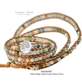 Bracciale avvolgente a 5 strati con perline di amazzonite e bottone albero della vita - Amazonite
