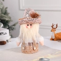 Christmas gnome candy jar with pink sequin hat and transparent storage container - Santa Claus