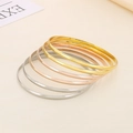 Set of 6 stackable bangles in gold, rose gold and silver finishes, 3.6mm wide steel rings - Inner Diameter 55mm / 6 Rings / Mixed 6 Circles (2 Gold + 2 Steel + 2 Rose Gold)