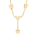 Gouden slangenketting met vier vlinderhangers in Y-vorm en matte afwerking - Goud