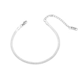 Close-up of silver herringbone chain bracelet with lobster clasp and S.STEEL tag - Fine Snake Chain Style (HW-04 Steel Color)