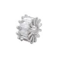 Macro view of 18K gold-plated barrel bead with micro-set crystals for jewelry DIY - Platinum White Zirconia