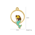 14K gold stainless steel mermaid charm with teal tail and yellow star, 15mm by 10mm size - 5 Mermaid