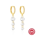 Luxuriöse Creolen aus S925 Sterlingsilber vergoldet mit klaren Zirkonsteinen - 925er Silber / Quadratischer Kristall Anhänger Hoop Stil / Gold