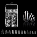 Detailed set of transparent almond false nails in plastic box with 0-9 size labels - BSW20 (120Pcs Boxed)