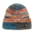 Close-up of thick knit texture and mixed blue orange gradient yarn on warm winter hat - M(54-60cm) / Blue Orange Brown White Mixed (2#)