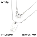 Zilveren ketting met vierkante hanger letter B gravure en slangenketting - Zilveren Letter B (KN293402-Z)