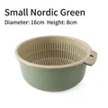 Dual-layer Nordic green kitchen drain basket with white colander in small size - Small / Nordic Green