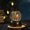Christmas musical snow globe lantern with santa claus in vintage bronze finish - Christmas Tree