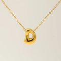 Collana dorata con ciondolo a lettera D a bolla in acciaio al titanio con finitura lucida - Lettera D / Oro