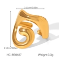 Detail view of 18K gold-plated spiral ring showing dimensions of 2.16cm and 3.3g weight - Spiral Streamlined Style (HC-R30487)