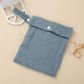 Multifunctional cotton baby organizer bag in soft blue with snap button closure - Blue