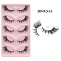 5 pairs of 3D cat-eye false eyelashes with wispy long wing tips and black cotton band - 3DMAO-23