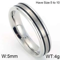 5mm silver titanium steel ring with double black bands in brushed finish, size 5-10 - US 6 / Women's Style (KR47324-K)