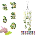 DIY St. Patrick's Day diamond painting wind chime kit with green gnomes and clovers - Style 11-Holding Items Gnome with Green Beads