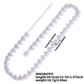 Silver chain necklace with pink heart-shaped cubic zirconia and size specifications - Pink Heart (Silver Base) (N00286YFH)