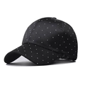 Black leather baseball cap with silver rhinestones for women, outdoor sun protection - Adjustable / Starry Black