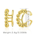 Detailed view of C-shaped 18K gold-plated ear cuffs with three-row beaded metal texture - KE0033 Triple Bead Arc