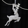 Sparkling silver glitter reindeer ornament with elegant satin ribbon for Christmas tree - Glitter White Reindeer 11CM