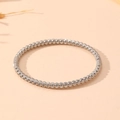 Detailed macro view of silver beaded bamboo-style bracelet with polished textured metal - Steel Beaded Chain Style (S505)