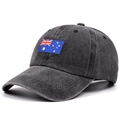 Berretto da baseball in denim nero lavato vintage con ricamo bandiera australiana su bianco - Regolabile / Nero