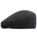 Deep grey plaid beret for men featuring a classic British style flat cap with woven texture - One Size(58cm) / Space Gray