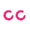 Vibrant Barbie pink C-shaped earrings with twisted rope texture and matte finish - Pink Twisted Rope Texture C-Style(#16)