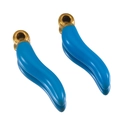 Himmelblauer Chilischote Anhänger mit goldener Metallöse für DIY-Schmuckherstellung - 1.5cm / Gold-Blau