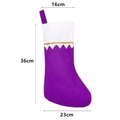 Purple non-woven Christmas stocking with gold trim, size 16cm x 36cm x 23cm specs - Purple Body White Top Gold Trim