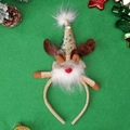 Serre-tête de Noël dessin animé avec chapeau à paillettes et bois de renne festif - Style Renne / Brun/Or/Blanc