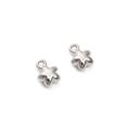 Pair of silver star-shaped CCB metal charms with hanging loops for jewelry making - Flower / 30 Pieces/Pack (7x10mm, Aperture approx. 1mm) / White Gold