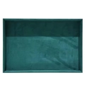 Minimalist rectangular jewelry display tray in dark emerald green velvet finish - Empty Tray